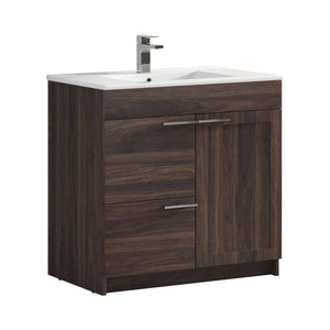Blossom Hanover 36" 2-Door 1-Drawer Cali Walnut Freestanding Single Vanity Base