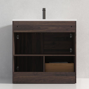 Blossom Hanover 36" 2-Door 1-Drawer Cali Walnut Freestanding Single Vanity Base