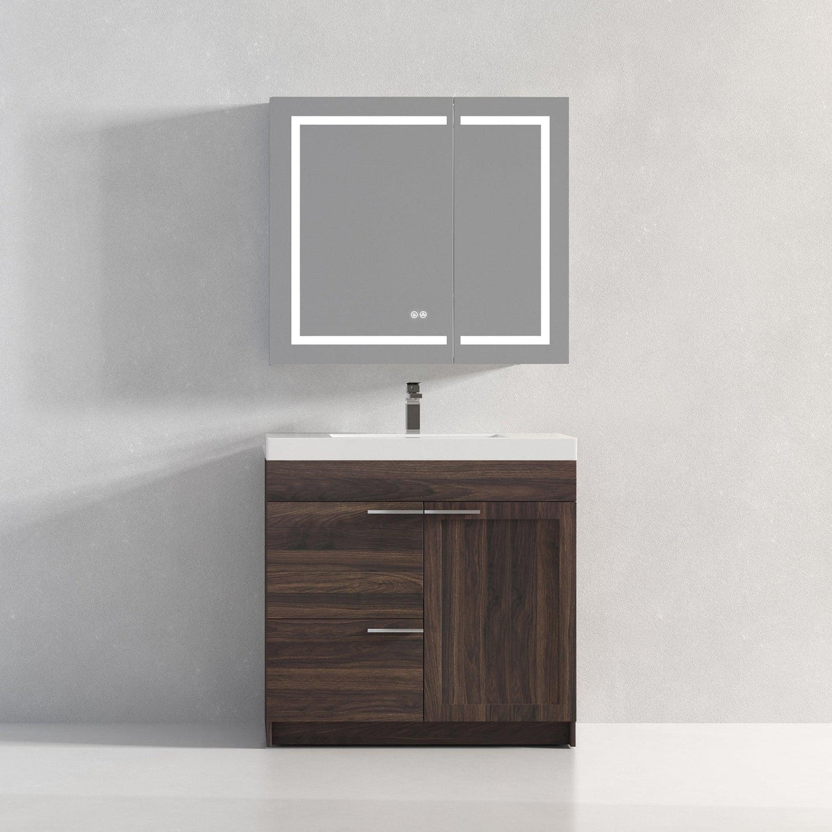 Blossom Hanover 36" 2-Door 1-Drawer Cali Walnut Freestanding Single Vanity Base