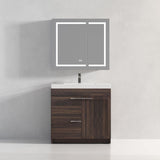 Blossom Hanover 36" 2-Door 1-Drawer Cali Walnut Freestanding Single Vanity Base
