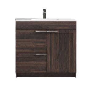 Blossom Hanover 36" 2-Door 1-Drawer Cali Walnut Freestanding Single Vanity Base