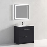 Blossom Hanover 36" 2-Door 1-Drawer Charcoal Freestanding Single Vanity Base