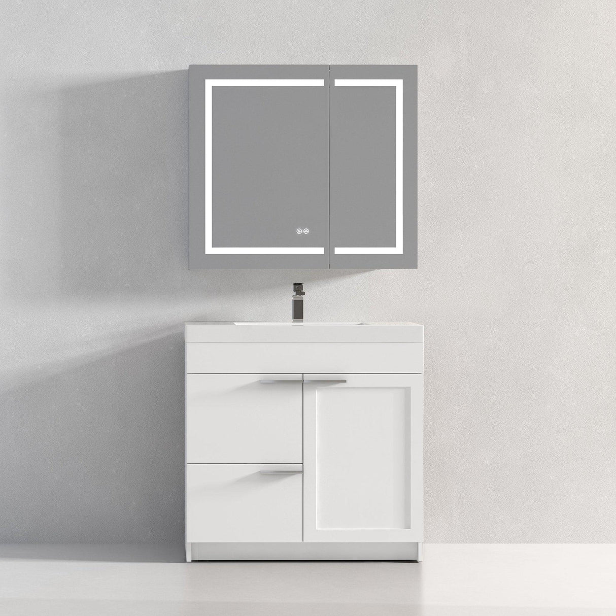 Blossom Hanover 36" 2-Door 1-Drawer Matte White Freestanding Single Vanity Base