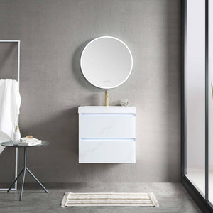 Blossom Jena 24" 2-Drawer Calacatta White Wall-Mounted Vanity Base