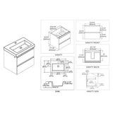 Blossom Jena 24" 2-Drawer Calacatta White Wall-Mounted Vanity Set With Acrylic Top and Integrated Single Sink