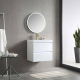 Blossom Jena 24" 2-Drawer Calacatta White Wall-Mounted Vanity Set With Acrylic Top and Integrated Single Sink