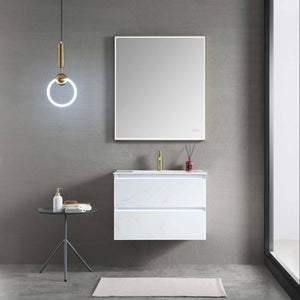 Blossom Jena 30" 2-Drawer Calacatta White Wall-Mounted Vanity Base