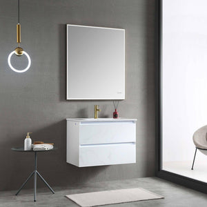 Blossom Jena 30" 2-Drawer Calacatta White Wall-Mounted Vanity Base