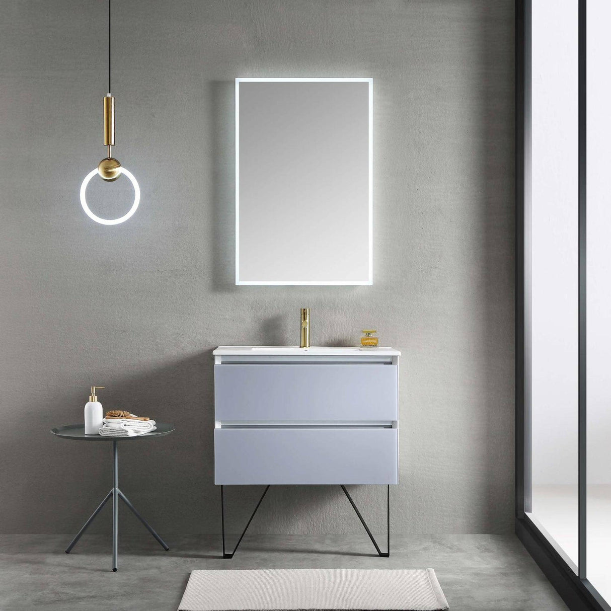 Blossom Jena 30" 2-Drawer Light Gray Wall-Mounted Vanity Base