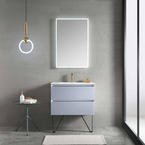 Blossom Jena 30" 2-Drawer Light Gray Wall-Mounted Vanity Base