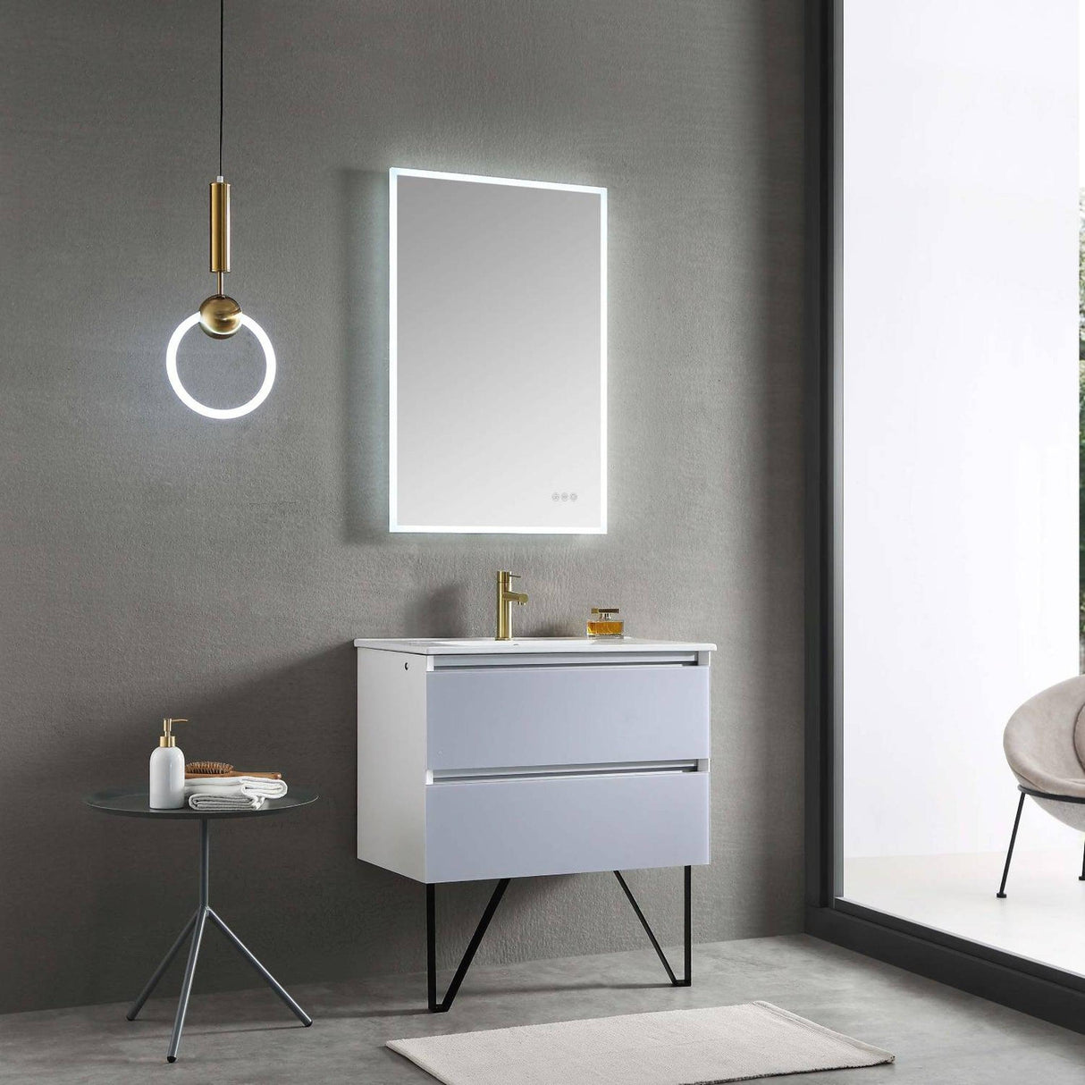 Blossom Jena 30" 2-Drawer Light Gray Wall-Mounted Vanity Base