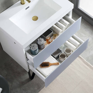Blossom Jena 30" 2-Drawer Light Gray Wall-Mounted Vanity Base