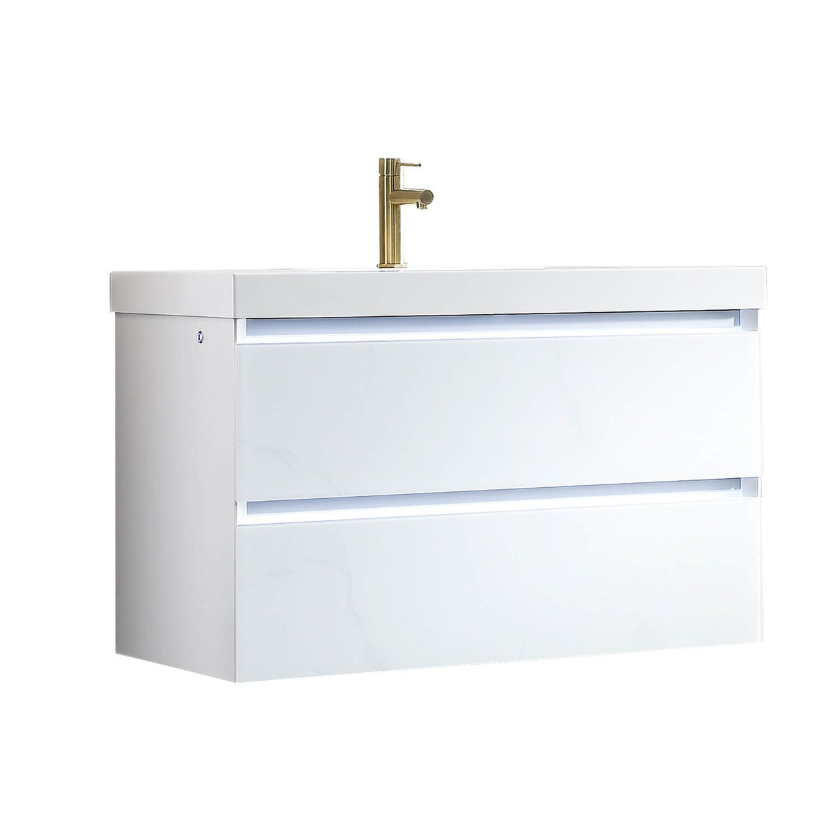 Blossom Jena 36" 2-Drawer Calacatta White Wall-Mounted Vanity Set With Acrylic Top and Integrated Single Sink