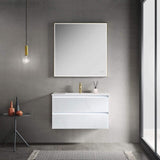 Blossom Jena 36" 2-Drawer Calacatta White Wall-Mounted Vanity Set With Ceramic Top and Integrated Single Sink