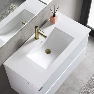 Blossom Jena 36" 2-Drawer Calacatta White Wall-Mounted Vanity Set With Ceramic Top and Integrated Single Sink