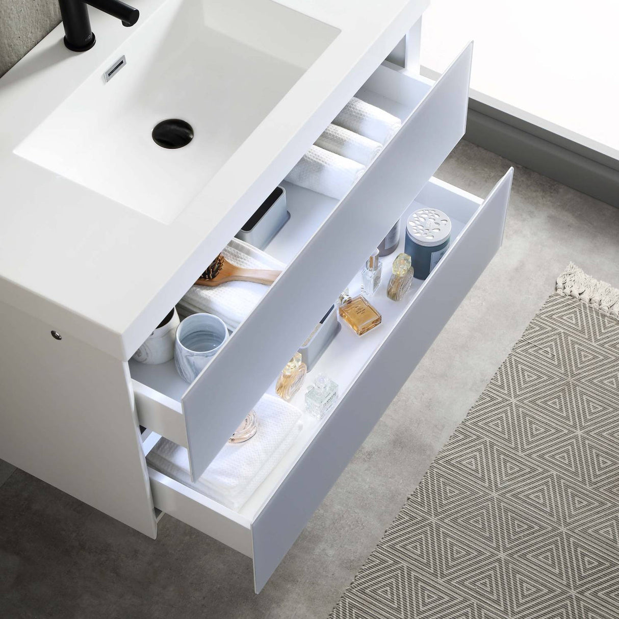 Blossom Jena 36" 2-Drawer Light Gray Wall-Mounted Vanity Base