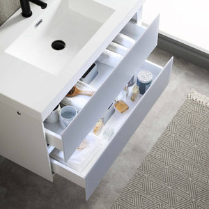 Blossom Jena 36" 2-Drawer Light Gray Wall-Mounted Vanity Base