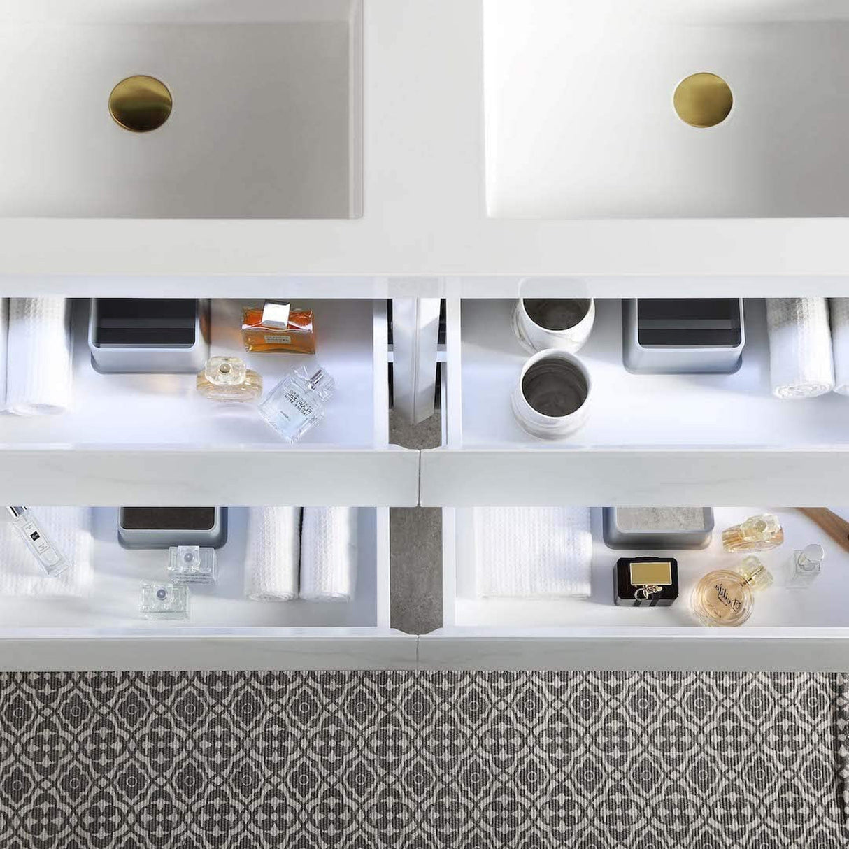 Blossom Jena 48" 2-Drawer Calacatta White Wall-Mounted Vanity Set With Acrylic Top and Integrated Double Sinks