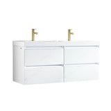 Blossom Jena 48" 2-Drawer Calacatta White Wall-Mounted Vanity Set With Acrylic Top and Integrated Double Sinks
