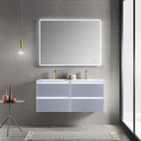Blossom Jena 48" 2-Drawer Light Gray Wall-Mounted Vanity Set With Ceramic Top and Integrated Double Sinks