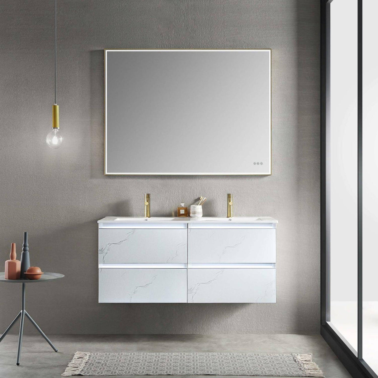 Blossom Jena 48" 4-Drawer Calacatta White Wall-Mounted Vanity Base