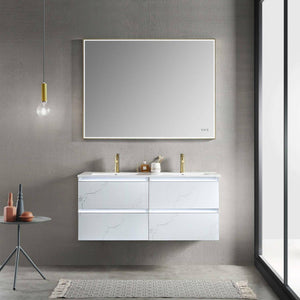 Blossom Jena 48" 4-Drawer Calacatta White Wall-Mounted Vanity Base
