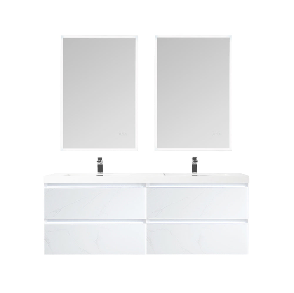 Blossom Jena 60" 4-Drawer Calacatta White Wall-Mounted Vanity Base