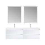 Blossom Jena 72" 4-Drawer Calacatta White Wall-Mounted Vanity Base