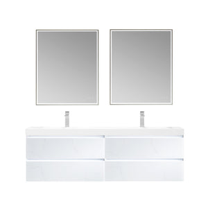 Blossom Jena 72" 4-Drawer Calacatta White Wall-Mounted Vanity Base