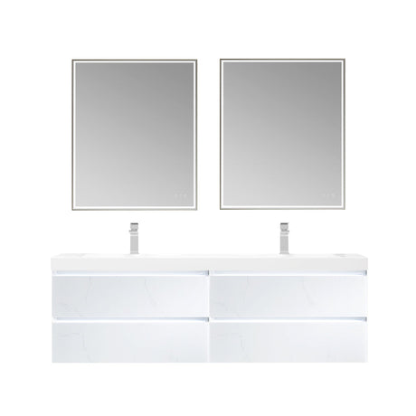 Blossom Jena 72" 4-Drawer Calacatta White Wall-Mounted Vanity Base