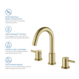 Blossom KBF1016 10" x 15" Brush Gold  Two Handle Design Wide Spread Bathroom Sink Faucet