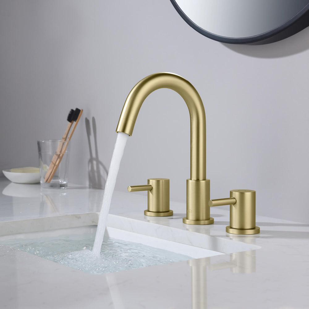 Blossom KBF1016 10" x 15" Brush Gold  Two Handle Design Wide Spread Bathroom Sink Faucet