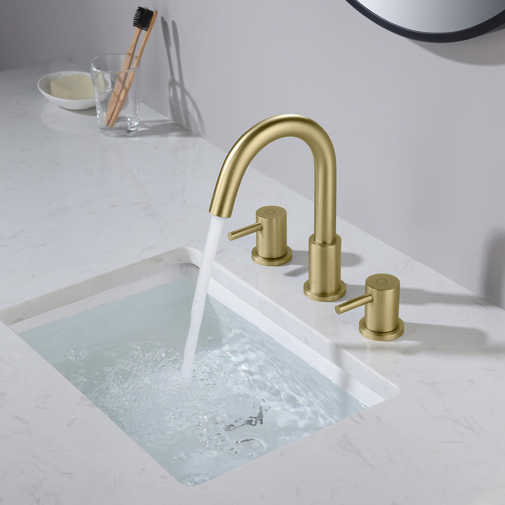 Blossom KBF1016 10" x 15" Brush Gold  Two Handle Design Wide Spread Bathroom Sink Faucet
