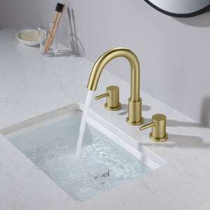Blossom KBF1016 10" x 15" Brush Gold  Two Handle Design Wide Spread Bathroom Sink Faucet