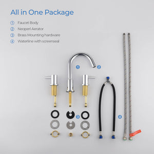 Blossom KBF1016 10" x 15" Chrome Two Handle Design Wide Spread Bathroom Sink Faucet