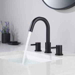 Blossom KBF1016 10" x 15" Matte Black Two Handle Design Wide Spread Bathroom Sink Faucet