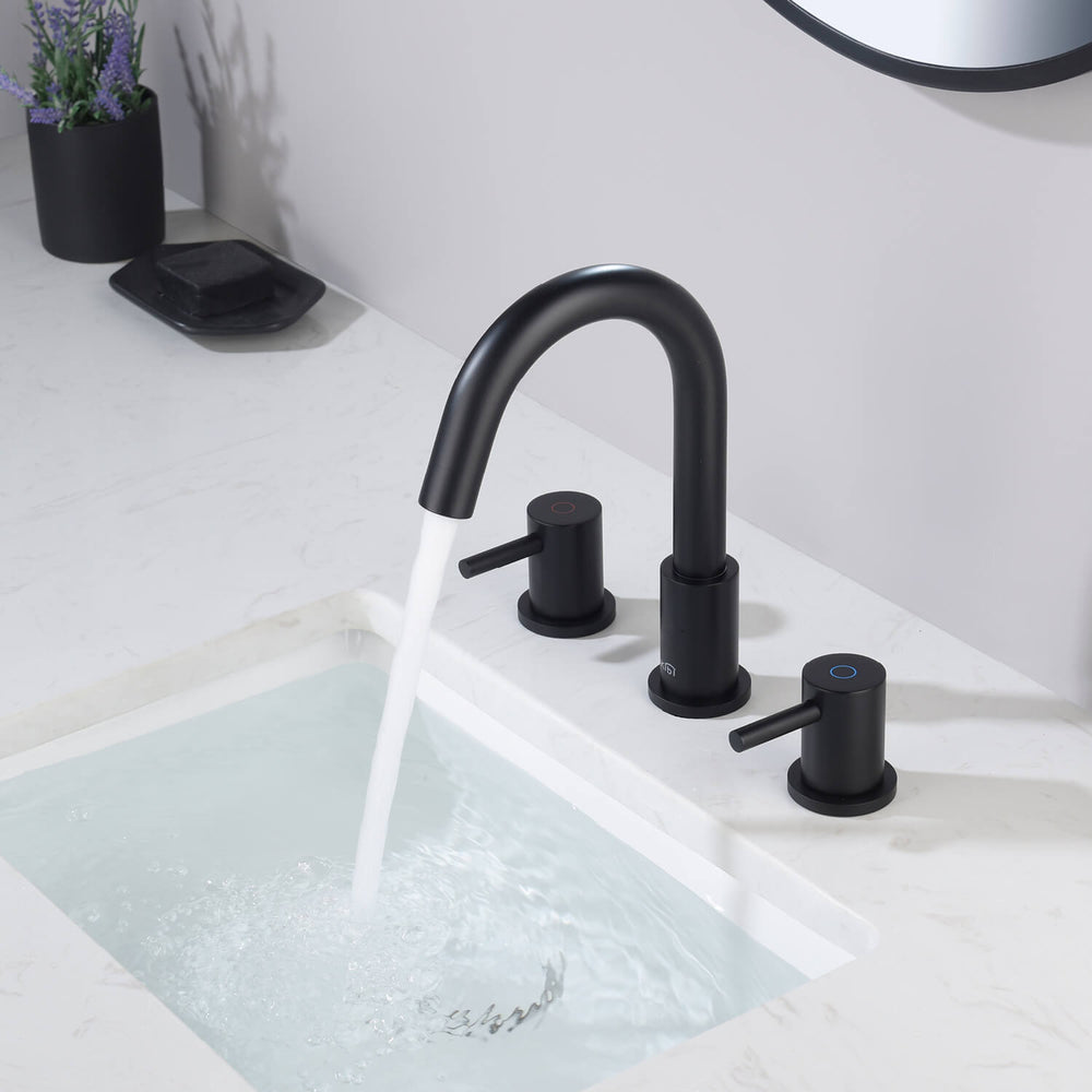 Blossom KBF1016 10" x 15" Matte Black Two Handle Design Wide Spread Bathroom Sink Faucet