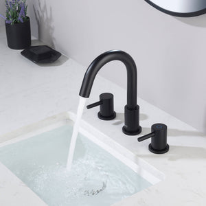 Blossom KBF1016 10" x 15" Matte Black Two Handle Design Wide Spread Bathroom Sink Faucet