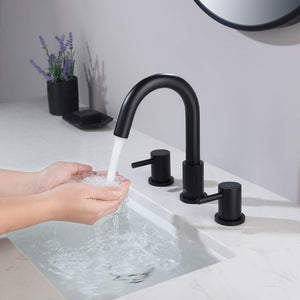 Blossom KBF1016 10" x 15" Matte Black Two Handle Design Wide Spread Bathroom Sink Faucet