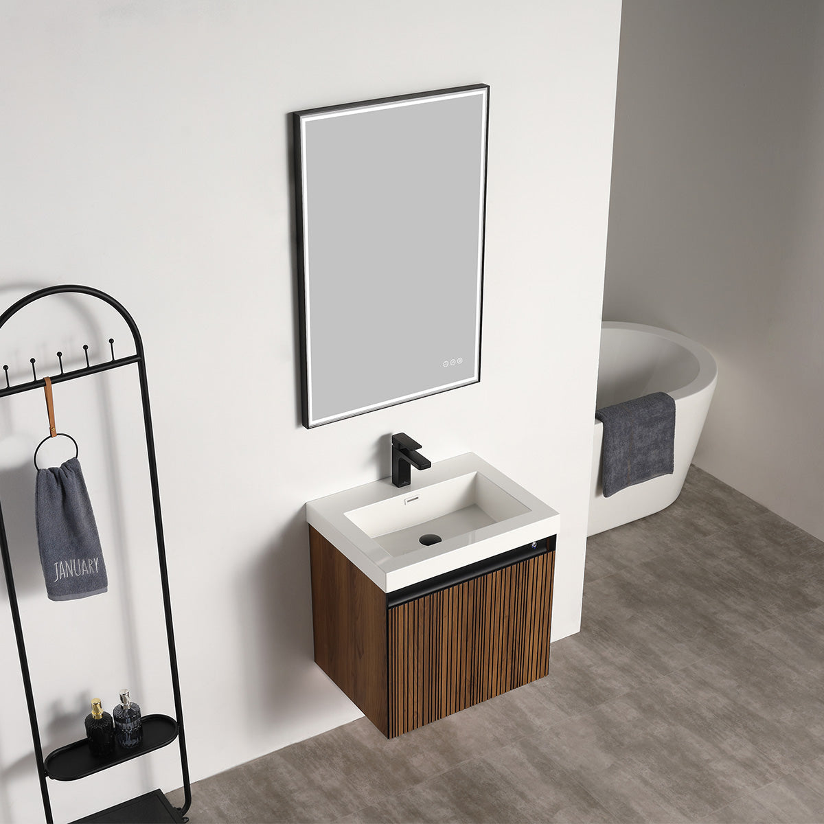 Blossom Lille 24" Brown Walnut Strip Single Vanity