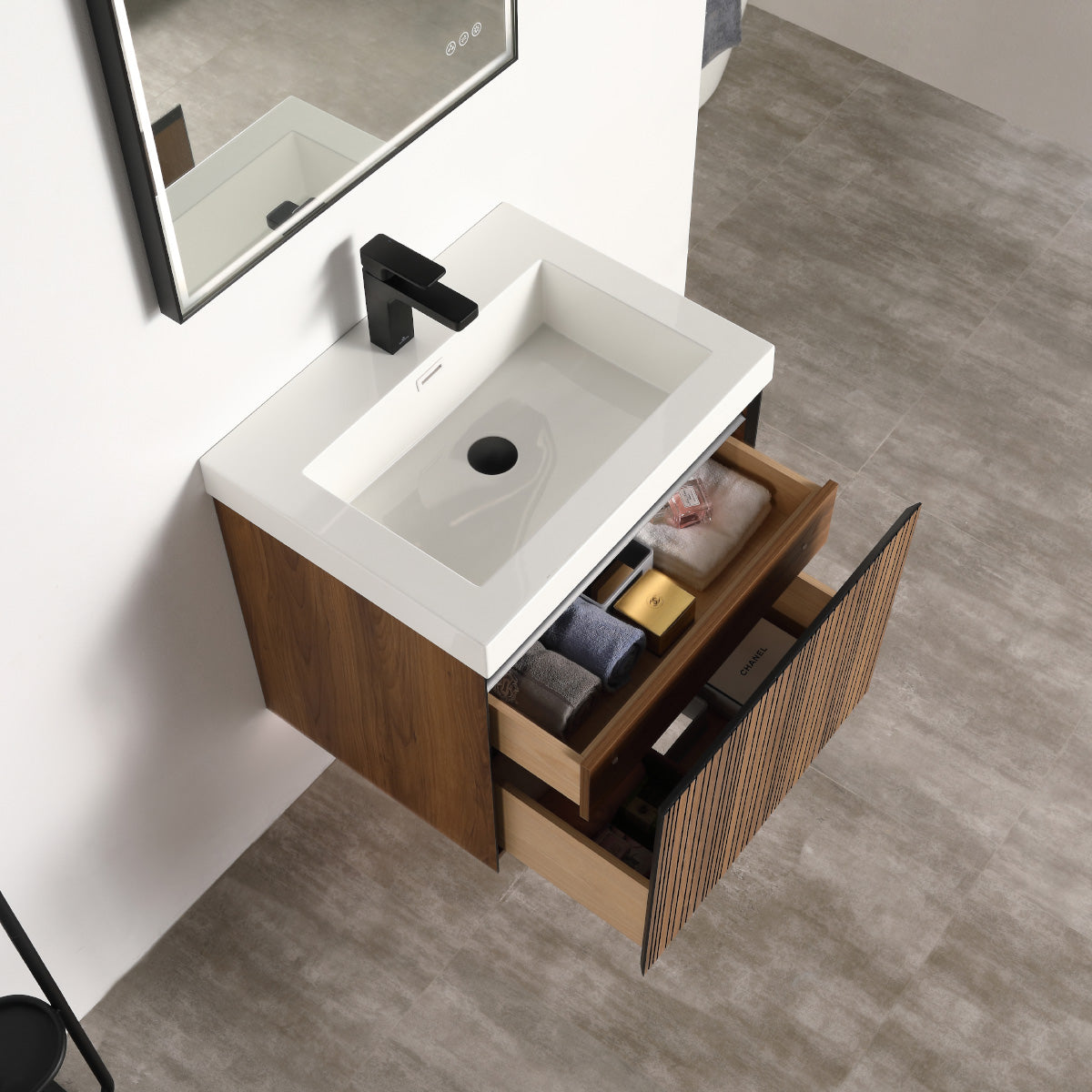 Blossom Lille 24" Brown Walnut Strip Single Vanity