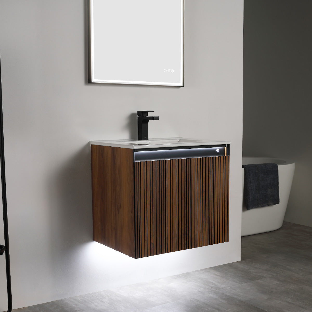 Blossom Lille 24" Brown Walnut Strip Single Vanity