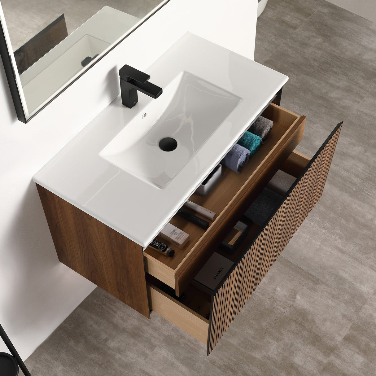 Blossom Lille 36" Brown Walnut Strip Single Vanity