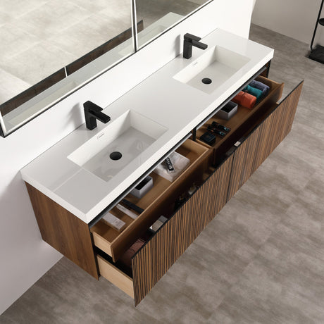 Blossom Lille 60" Brown Walnut Strip Double Vanity