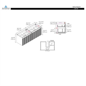 Blossom Lille 60" Brown Walnut Strip Double Vanity