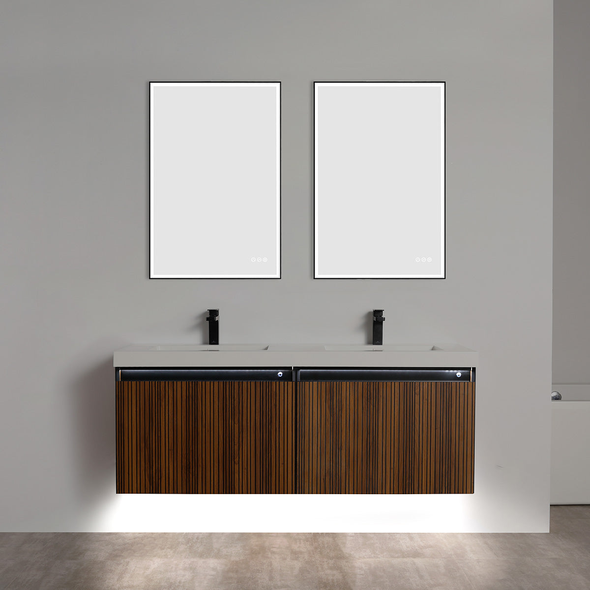 Blossom Lille 60" Brown Walnut Strip Double Vanity