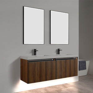 Blossom Lille 60" Brown Walnut Strip Double Vanity