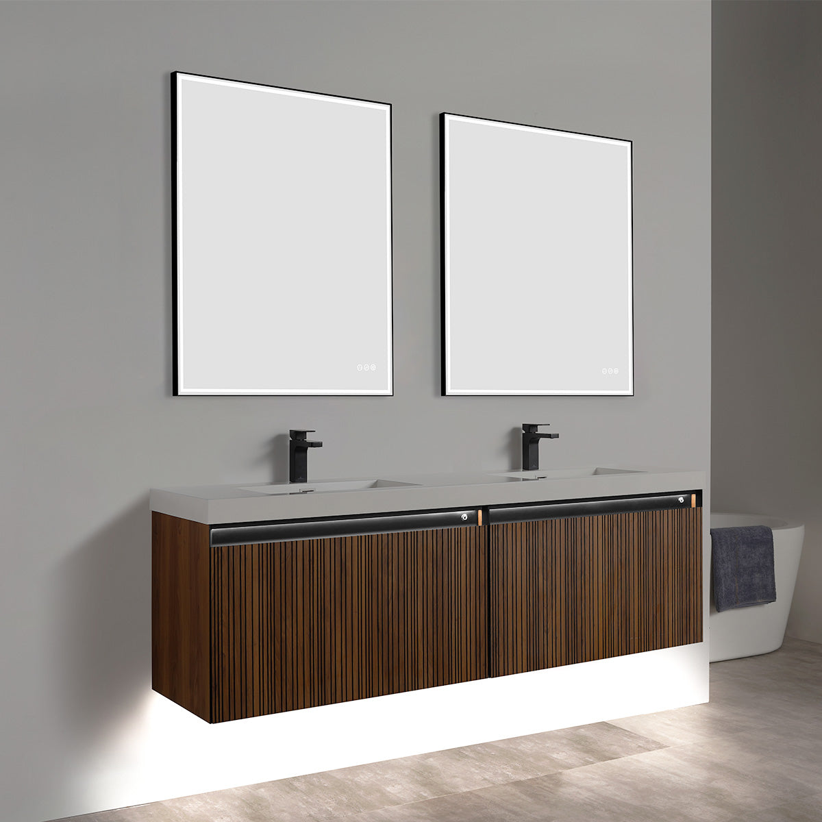 Blossom Lille 72" Brown Walnut Strip Double Vanity
