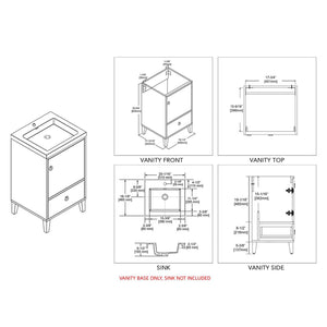 Blossom Lyon 20" 1-Door 1-Drawer Matte White Freestanding Vanity Base