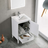 Blossom Lyon 20" 1-Door 1-Drawer Matte White Freestanding Vanity Base